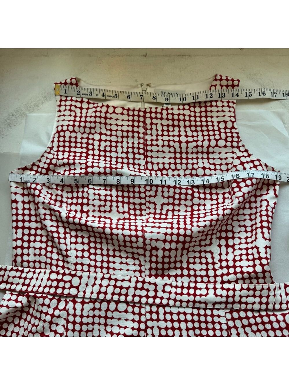 St. John Collection MidiDress Women's 10 Fit & Flare Red & White Sleeveless - Picture 5 of 13